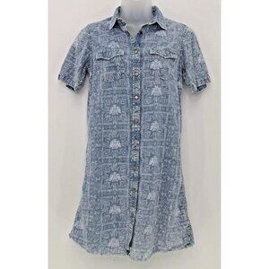 Ryan Michael Aztec Snap Front Tunic Shirt Dress, Fringe, Sz Sm, Western, Country